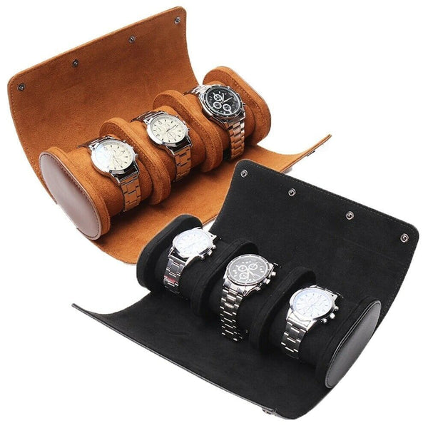 Travel Watch Storage Box Portable Vintage Leather Watch Roll Display Case Pouch