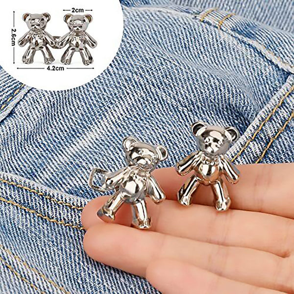 2X Bear Jean Button Pins Adjustable Waist Buckle for Pants No Sewing Required AU