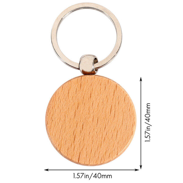 20Pcs Blank Round Wooden Keychain DIY Wooden Keychain Key Tag Gift Collectables