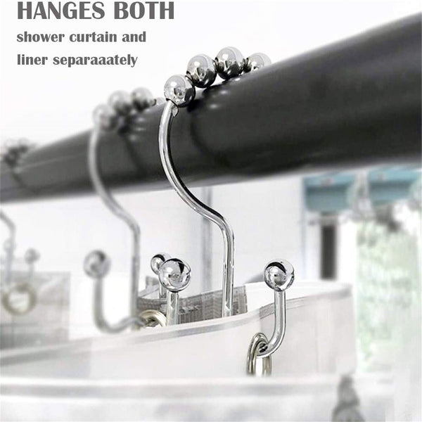 UP 120PCS Shower Curtain Hook Rust Shower Metal Double Glide Roller Shower Hooks