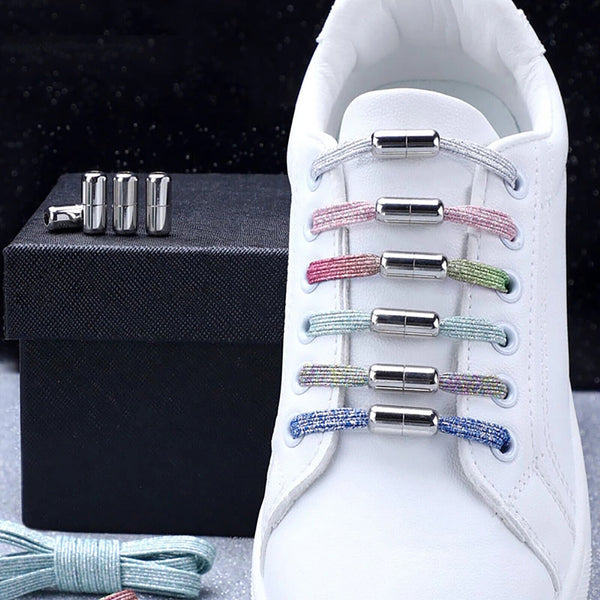 No Tie Rhythm Locked Elastic Shoelace Shoe Lace Lazy Laces Sneakers Sports Kids Adults - Lets Party