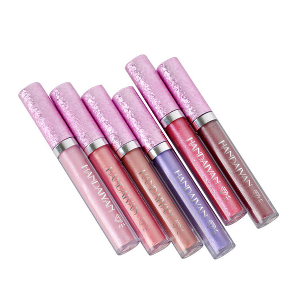 HANDAIYAN Metallic Metal Lipstick Liquid Glitter Long Lasting Lip Gloss Makeup