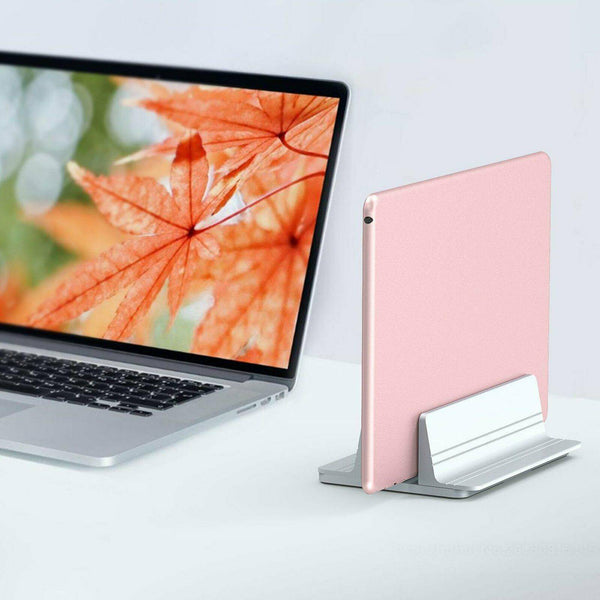 Aluminum Vertical Laptop Stand Desktop Holder Space-Save Shelf For Macbook iPad