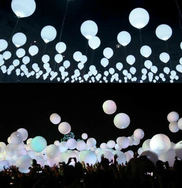 20x White Latex Balloons+ 20X Colourful Balloon Lights Up Glow in dark Wedding - Lets Party