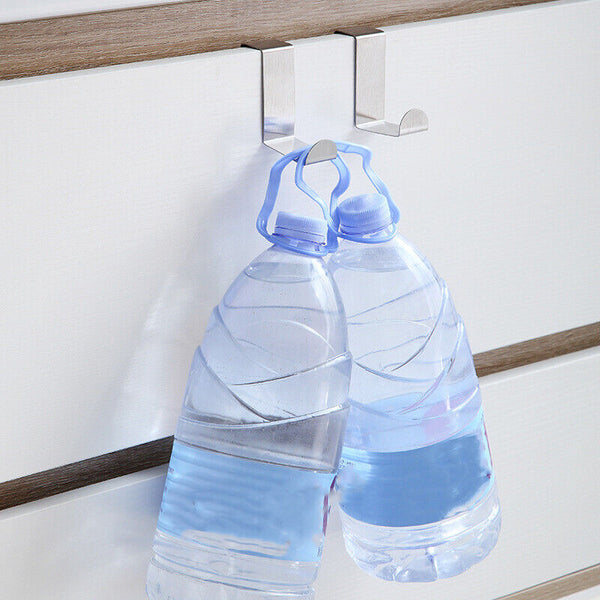 10x Stainless Steel Over the Door Hooks Kitchen Towel Holder Clothes Bag Hanger