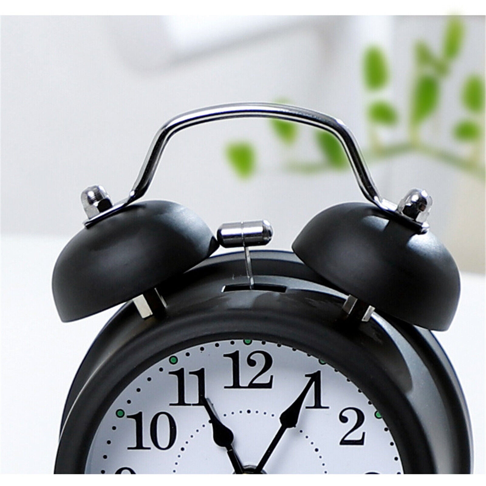 Vintage Twin Bell Alarm Clock - Extra Loud, Battery Powered, Backlight, Black Metal