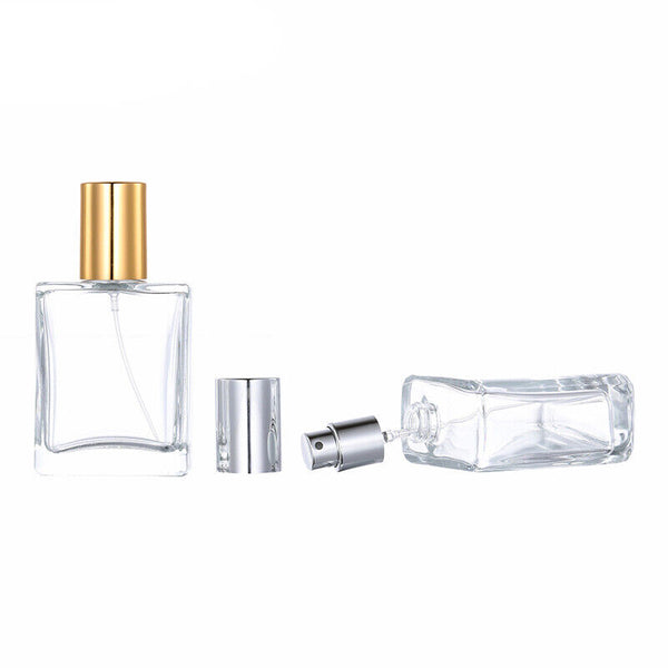 100ml Refillable Perfume Atomizer Empty Flat Glass Spray Bottle Containers Clear