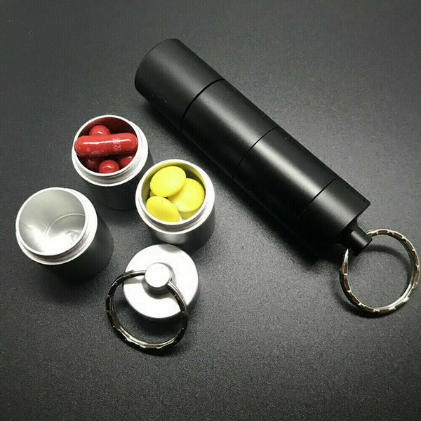 Mini Keychain Aluminum Pill Container Waterproof Medicine Holder Case Keyring - Lets Party