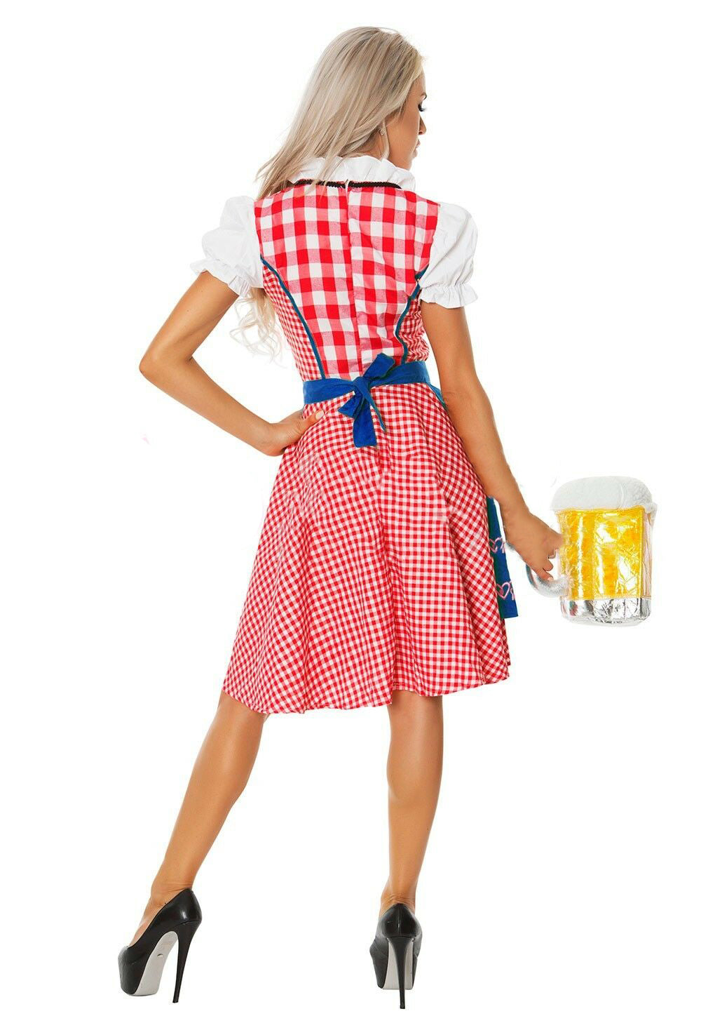 Oktoberfest Dirndl Dress Ladies Beer Maid Costume – Red German Heidi Oktoberfest Dress Fancy Dress Outfit (New With Tags) Oktoberfest Vintage - Foto 4