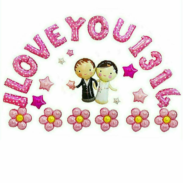 26pcs Foil Letter Balloons Number Balloon I LOVE YOU Wedding Party Decorations - Lets Party