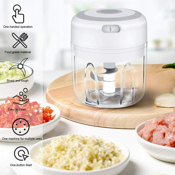 250ML Green Electric Garlic Food Chopper Vegetable Chopper Grinder Blender Crusher - Lets Party