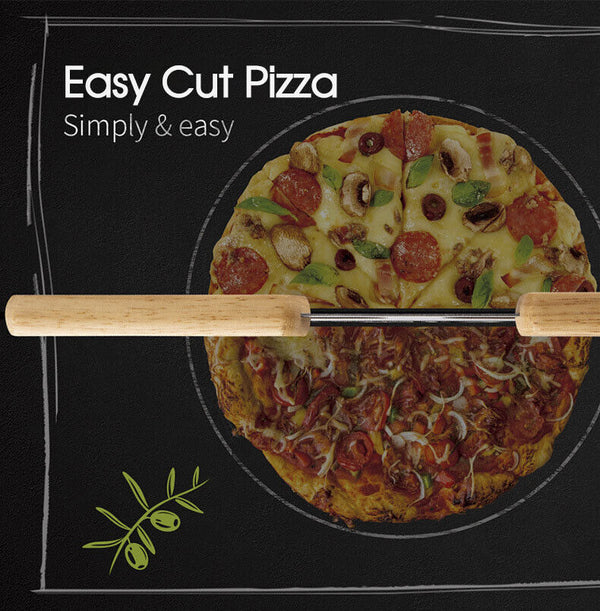 Kitchen Stainless Steel Pizza Cutter Rocker Blade Slicer 35CM +Protective Cover - Lets Party