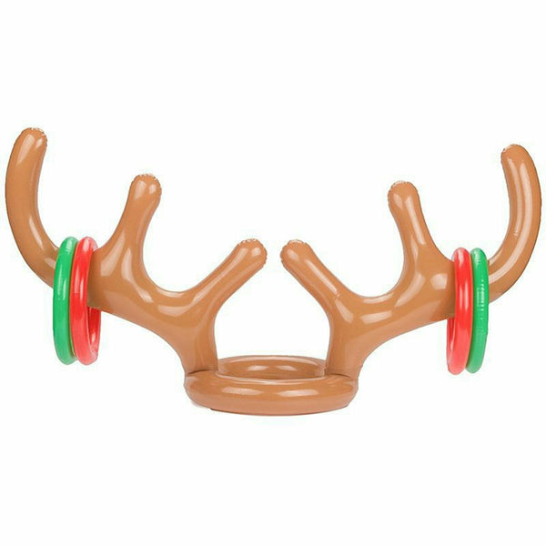 Antler Reindeer Hat Christmas Party Game Ring Moose Inflatable Toss Holiday Toys - Lets Party