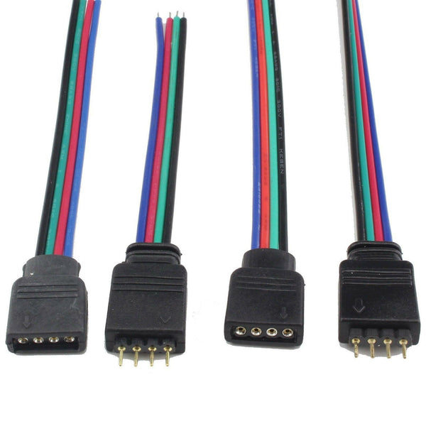 10Pcs 4Pin Connector Cable Cord Leads 10mm 3528 5050 RGB LED Strip Lights Male/F - Lets Party