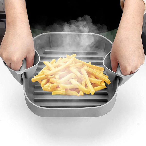 Reusable Grey Air Fryer Accessories Basket Silicone Pot Baking Tray Mat Oven Nonstick - Lets Party