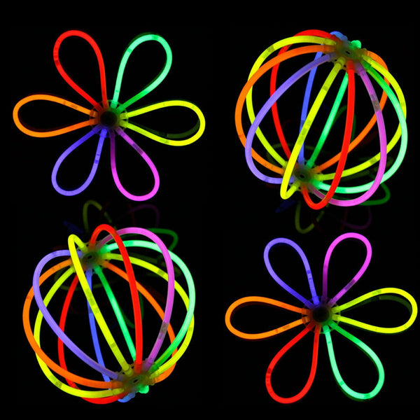 Neon Color Glow Sticks + Connector Glowsticks Party Glow In The Dark - Lets Party