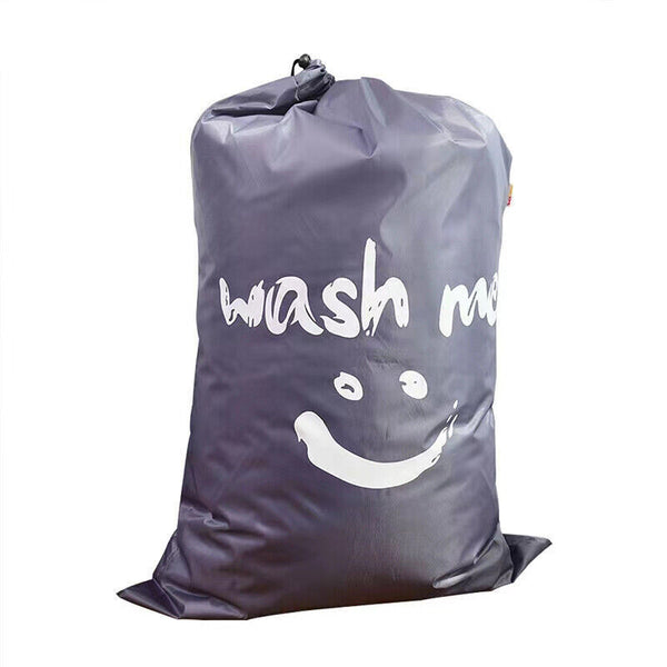 Grey Laundry Bag Travel For Dirty Clothes Camping Drawstring Closure Washing Machines - Lets Party