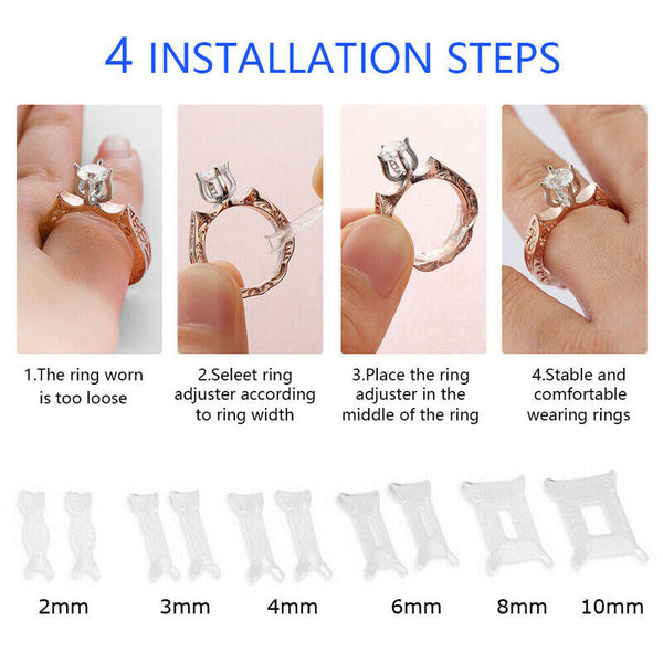 12x Invisible Tightener Ring Size Reducer Resizing Adjuster Pad Jewellery Tools - Lets Party