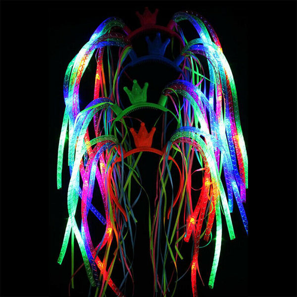 LED Flashing Noodle Crown Headband Girl Party Hat Costume Dress Up Light Up - Lets Party