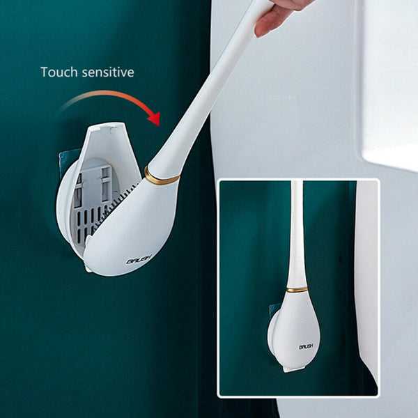 Silicone Water Drop Toilet Brush And Holder Set Wall-Mounted Cleaning Brush Tool - Lets Party