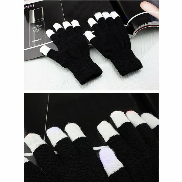 LED Light Gloves Flashing Finger paillette Glow In the dark Party Games - Lets Party