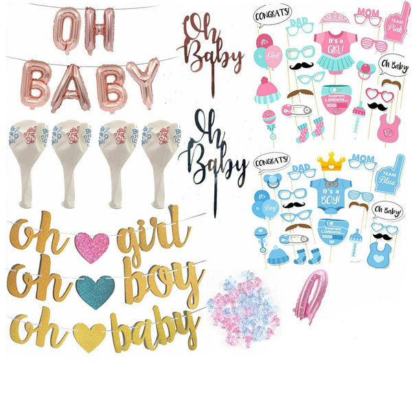 Baby Shower Balloons 1st Birthday Banner Cake Topper Gender Reveal Photo Booth - Lets Party