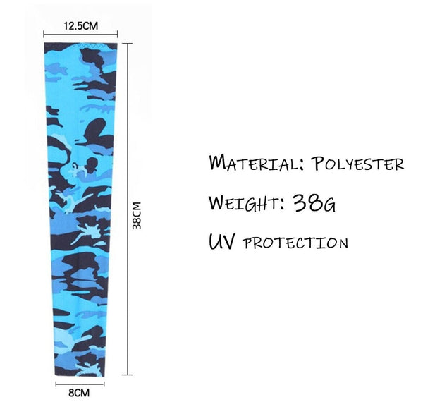 Blue Printed Cooling Sport Arm Stretch Sleeves Sun UV Protection Covers Cycling Golf Unisex - Lets Party