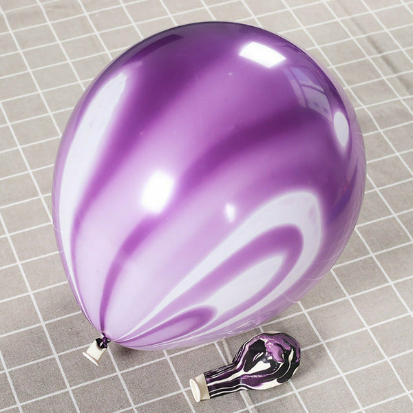 Latex Purple White Marble Balloons 30cm Helium Birthday Party Wedding Balloon - Lets Party