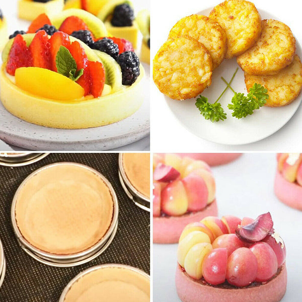 4/8PCS Stainless Steel English Muffin Rings Crumpet Double Rolled Cookie Tarts - Lets Party