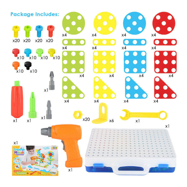 237Pcs Design & Drill 3D Puzzle Mosaic Pegboard Imagination Creative Building - Lets Party