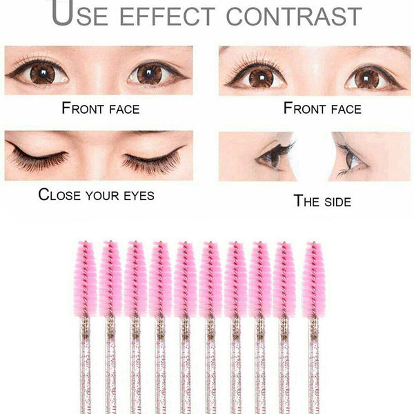 Pink New Disposable Eyelash Brush Applicator Extension Mascara Wands - Lets Party