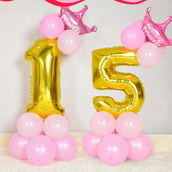 40cm Gold Foil Number Balloons  Birthday Wedding Party Decorations - Lets Party