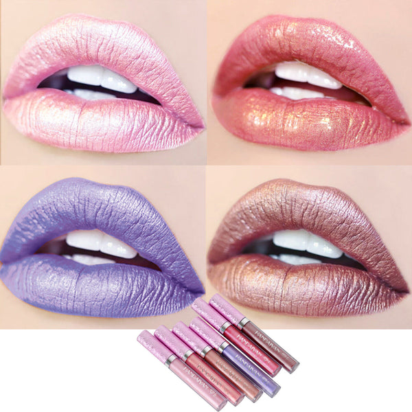HANDAIYAN Metallic Metal Lipstick Liquid Glitter Long Lasting Lip Gloss Makeup