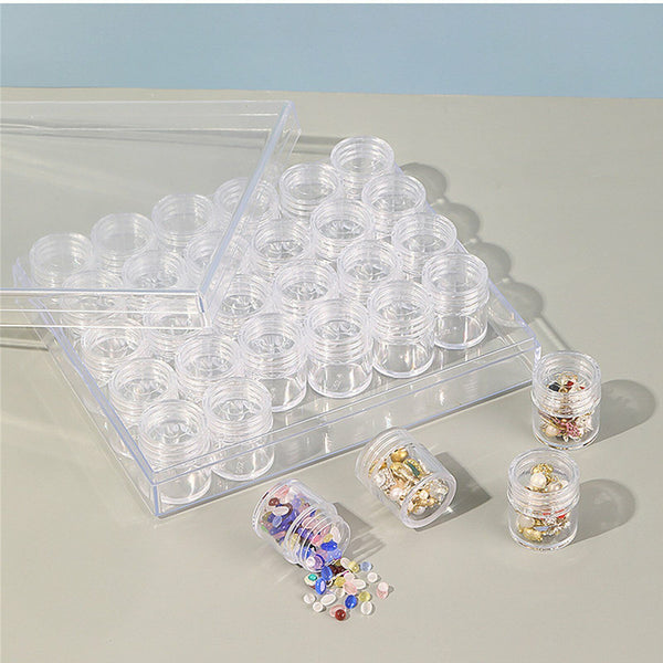 30PCS Craft Hobby Plastic Round Clear Container Box Bead Glitter Jar Storage Box