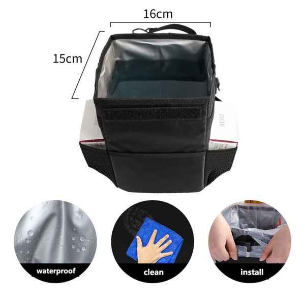 Waterproof Car Trash Can with Lid Bin Waste Basket Storage Garbage Bag Organizer