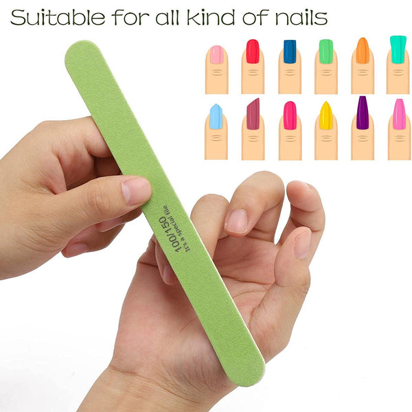 5-100X Double Sided 100/120/180/240 Grit Nail Files Emery Boards Nail Salon Tool
