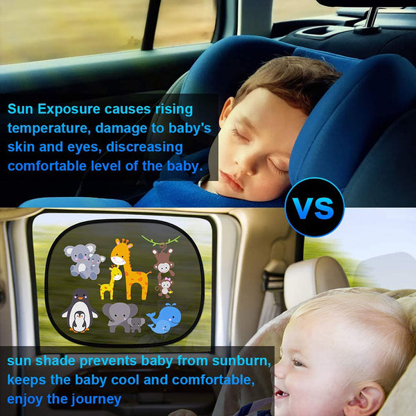 2X Animal Universal Car Side Window Sun Shade Visor UV Protector For Baby Kid AU