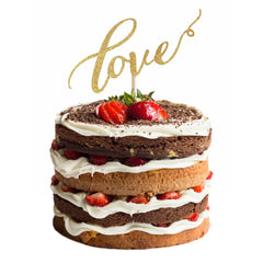 2pcs LOVE Cake Topper Sparkle Glitter Gold Wedding Decorating Engagement Party