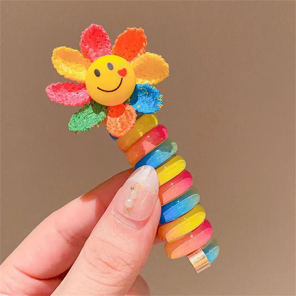 5PCS Colorful Telephone Wire Hair Bands Bowknot Braided Wire Hair Bands for Kids