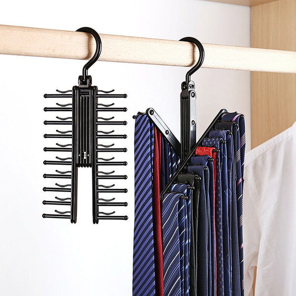 Adjustable NEW Scarf 20 Tie Home Hanger Rack 360° Rotating Holder Compact Belt