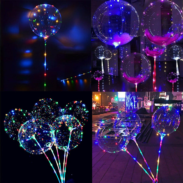 2/5/10x LED Lights With Clear Bubble Balloons Set Or Only Bobo Balloon Party  - Lets Party