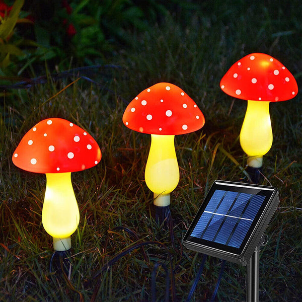 Solar Mushroom Fairy String Light LED Outdoor Garden Ornament Statues Yard Decor