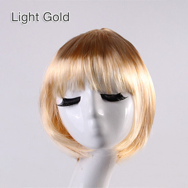 Womens Short Straight BOB Sleek Hair with bang Synthetic Cosplay Wig Wigs Party