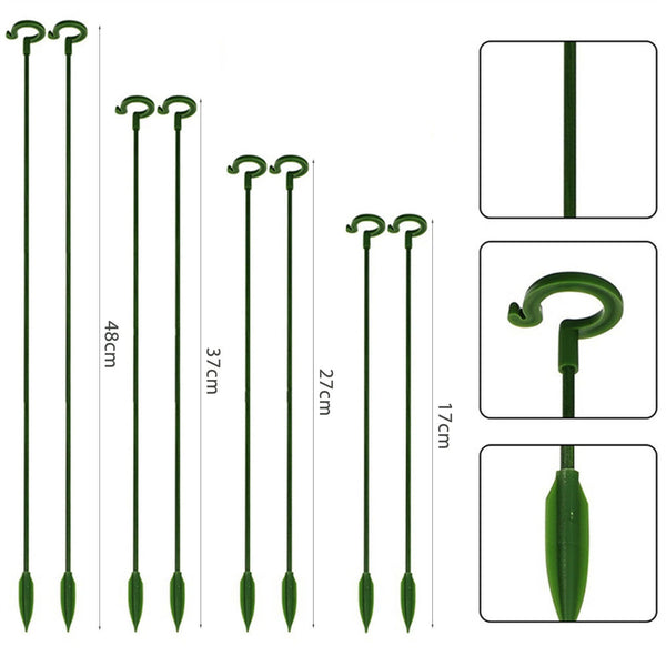 10X Garden Single Stem Support Ring Plants Flower Support Stake Fiberglass Green