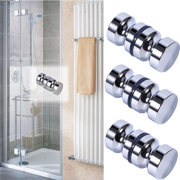 Back-to-Back Glass Door Knob Puller Push Handle Bathroom Shower Aluminum Alloy