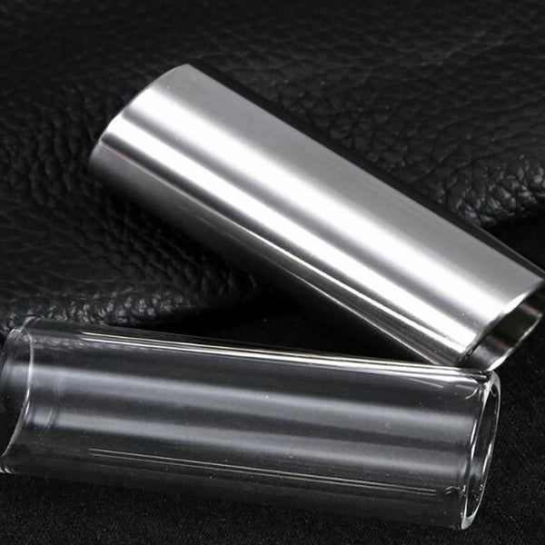 UP 4Pcs Guitar Slide Glass and Stainless Steel Finger Tubes for Guitar Bass 60mm