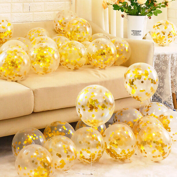 Up50x Gold Confetti Balloon Latex Standard Retro Balloons Wedding Birthday Party