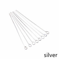 200pcs Eye Pins Silver Plated Alloy 50mm long 0.7mm dia Jewellery Making Earring