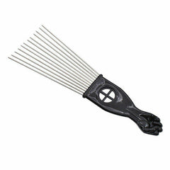 Afro Detangle Comb – Metal Tooth Wig & Braid Pick with Fist Handle