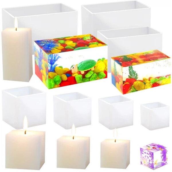 Square Cube Resin Casting Mold Silicone Dried Flower Specimen Making Epoxy Mould